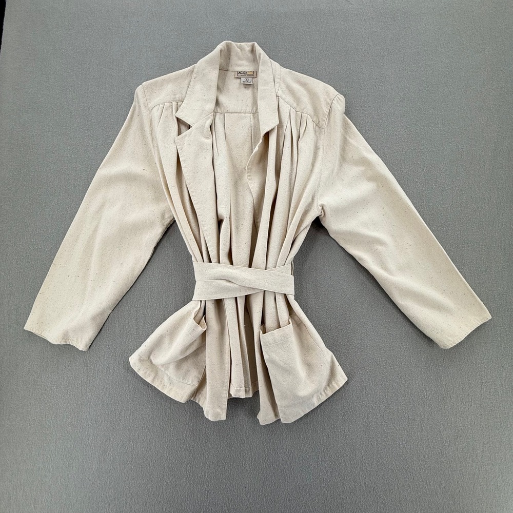 Vintage 80s European Luxury Designer 100% Raw Silk Lagenlook Wrap Jacket L